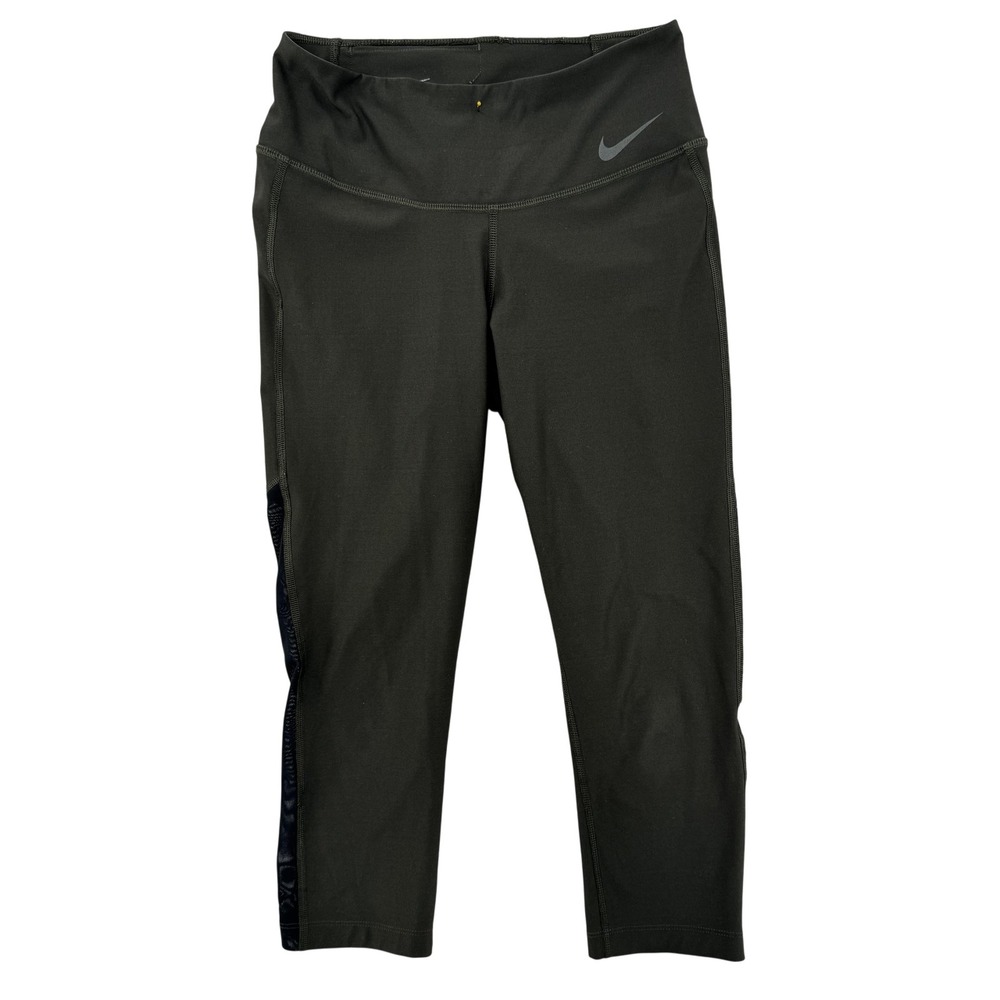 Nike Dri-FIT Leggings Womens XS Olive Green Cropped High Rise Mesh Workout Pants